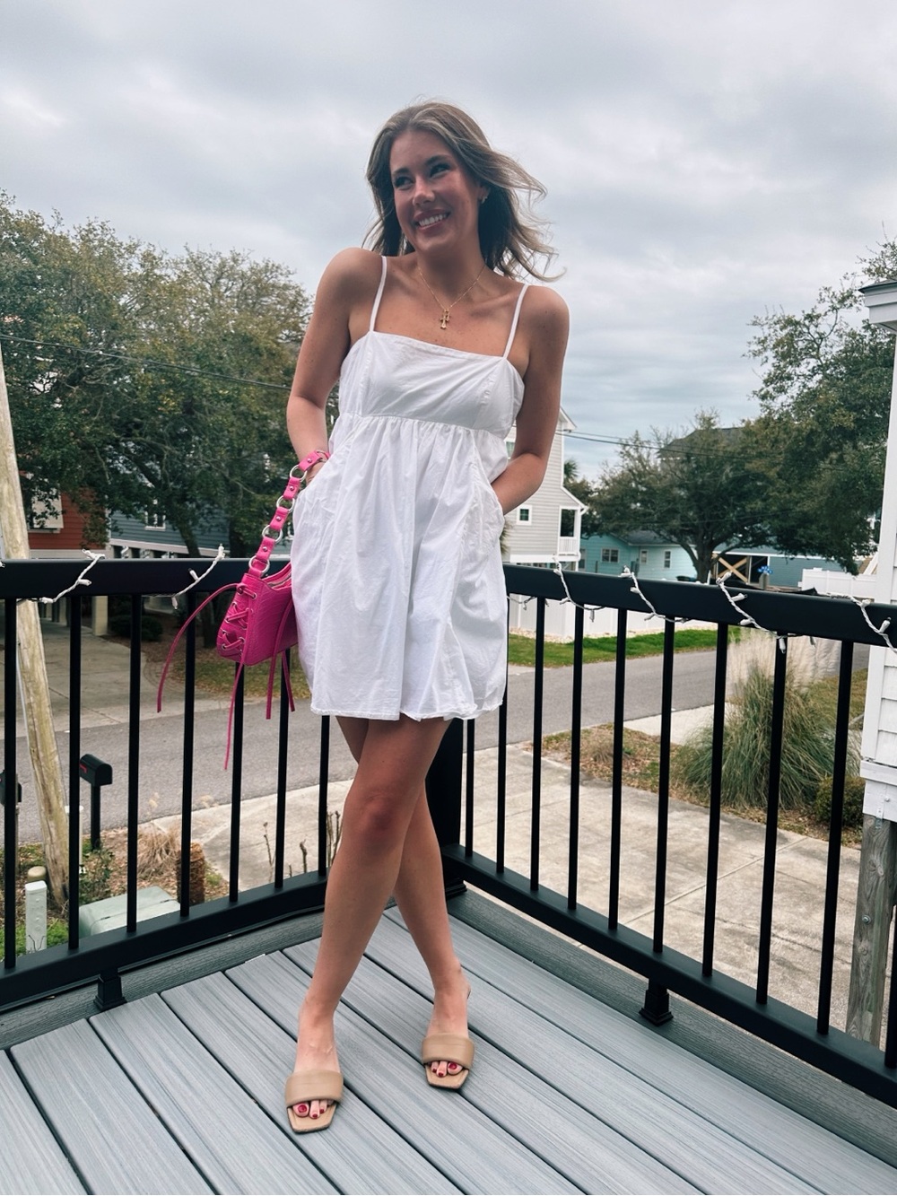UO White Bubble Skirt Mini Dress With Adjustable Straps - Picture 7 of 8